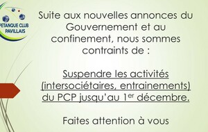 Fermeture du PCP pendant le confinement