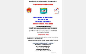 CHAMPIONNAT REGIONAL Doublettes Femmes &amp; tête à tête Hommes