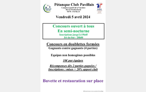 Ouvert à tous Pétanque Club Pavillais 05 avril