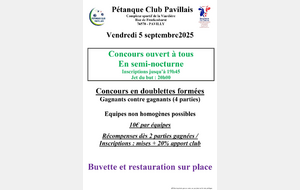 Concours de pétanque à Pavilly le 5 septembre en semi nocturne