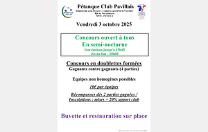 Concours de pétanque semi-nocturne le 3 octobre à Pavilly