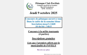 Jeudi 9 octobre, concours ouvert à tous et gratuit dans le cadre de la semaine bleue