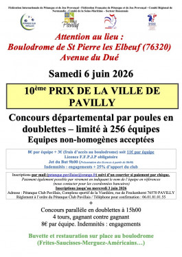 Prix de la ville de Pavilly en doublettes le 6 juin