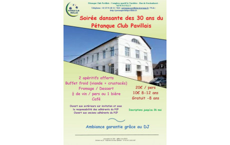 Soirée des 30 ans du Pétanque Club Pavillais